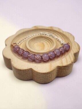 Handmade Wire-wrapped Elegant Purple Adjustable Beaded Bracelet